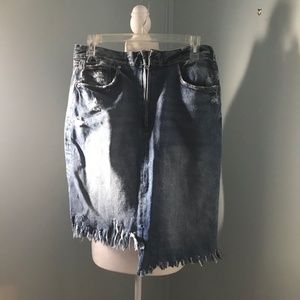 ZARA denim asymmetrical skirt size large